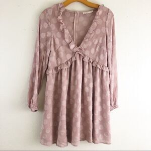 Llacie here comes the sun long sleeve pale pink mini dress size S
